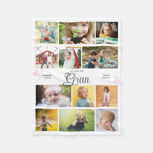 Gran We houden van je gepersonaliseerde harten Fleece Deken (Voorkant)