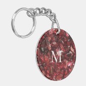 Granaat Birthstone Monogram Gepersonaliseerde naam Sleutelhanger (Voorkant Links)