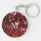 Granaat Birthstone Monogram Gepersonaliseerde naam Sleutelhanger (Achterkant)