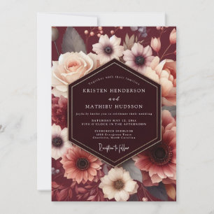 Granaat Blush Barokke Bruiloft Kaart