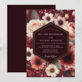 Granaat Blush Barokke Bruiloft Kaart (Voorkant / Achterkant)