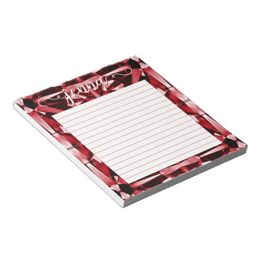 Granaat Edelsteen gevoerd gepersonaliseerd Notitieblok (Schuin)