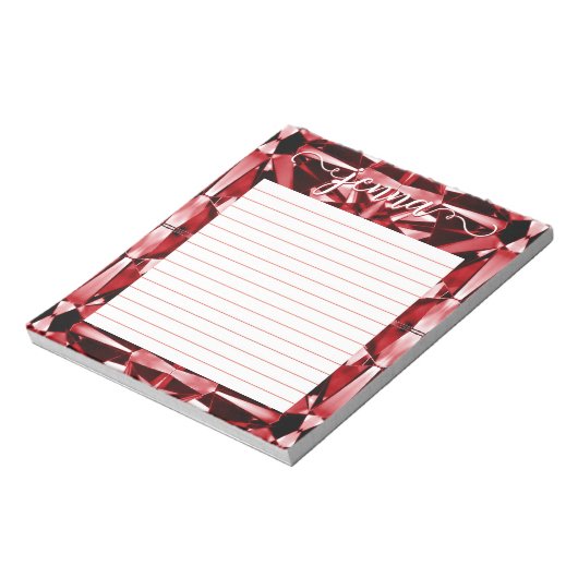 Granaat Edelsteen gevoerd gepersonaliseerd Notitieblok (Linkerzijde)