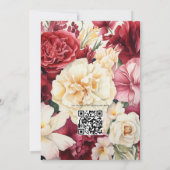 Granaat en Crème Bloemen Winter Bruiloft Kaart (Achterkant)