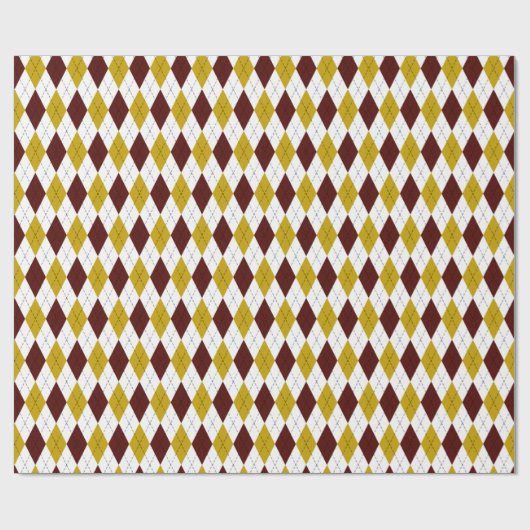 Granaat en Goud Classic Argyle Diamond Pattern Cadeaupapier (Vlak)