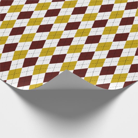 Granaat en Goud Classic Argyle Diamond Pattern Cadeaupapier (Hoek)