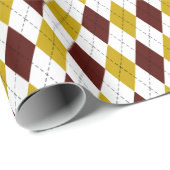 Granaat en Goud Classic Argyle Diamond Pattern Cadeaupapier (Rol Hoek)