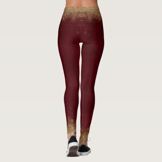 Granaat en Goud Elegant Leggings (Achterkant)