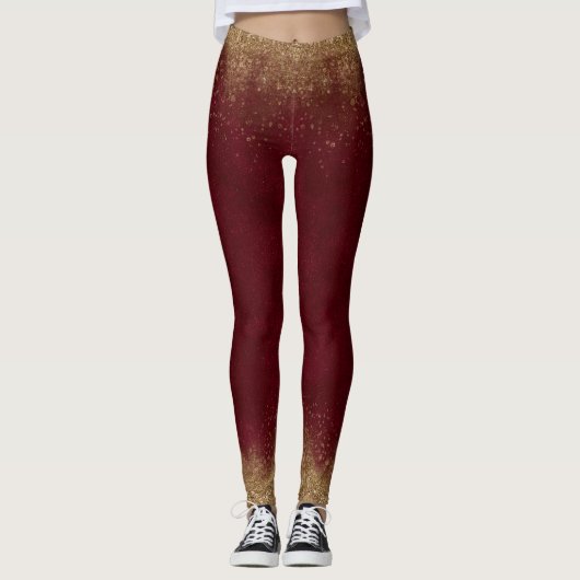 Granaat en Goud Elegant Leggings (Voorkant)