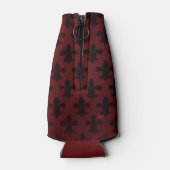 Granaat en zwart koninklijk fleur de lis patroon flesjeskoeler (Achterkant)