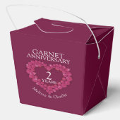 Granaat hart 2e huwelijksverjaardag op maat rood bedankdoosjes (Achterkant)