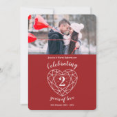 Granaat hart jubileum 2 jaar foto uitnodigingen (Voorkant)