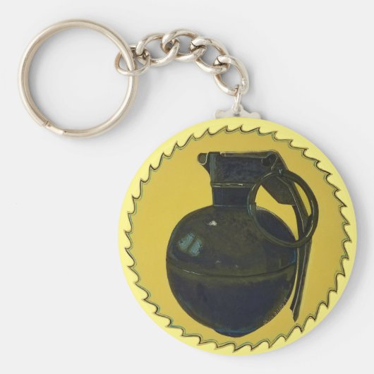 Granaat in groen op geel sleutelhanger (Voorkant)