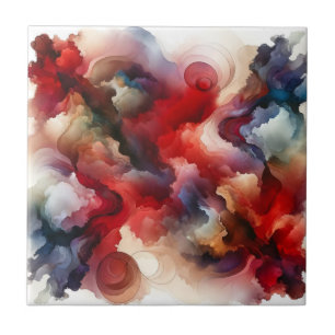 Granaat Rode Smokey Abstracte Waterverf Cloud Tegeltje