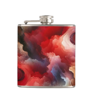 Granaat Rood Smokey Abstract Aquarel Wolk Heupfles