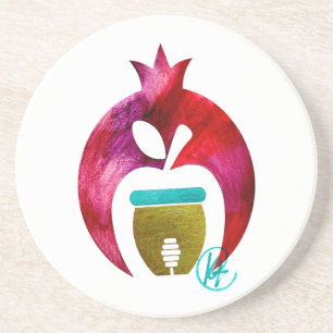 Granaatappel Apple Honey Art Rosh Hashana Zandsteen Onderzetter
