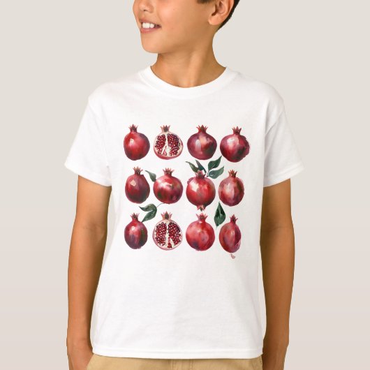 Granaatappel Aquarel Kunst T-shirt (Voorkant)