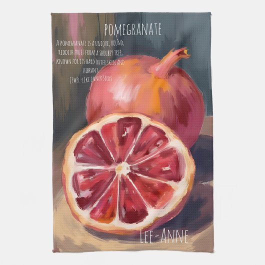 Granaatappel aquarel op gestructureerde achtergron theedoek (Verticaal)