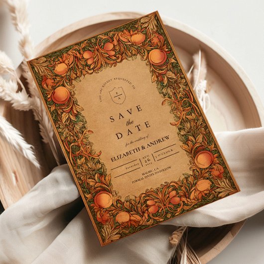 granaatappel Art Nouveau bruiloft Save The Date
