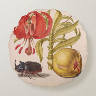 Granaatappel Bloem, Fruit en neushoorn Kever Rond Kussen