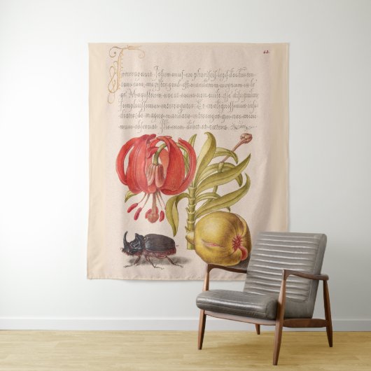 Granaatappel Bloem, Fruit en neushoorn Kever Wandkleed (In situ)