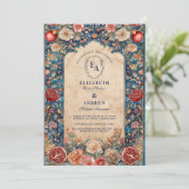 granaatappel botanische bruiloft kaart (Staand voorkant)