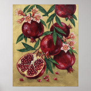 Granaatappel botanische olieverfschildering wandku poster