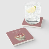 Granaatappel Cupcake Stenen Onderzetter (Zijkant)