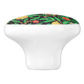 Granaatappel en bloemen op takken keramische knop (Zijkant)