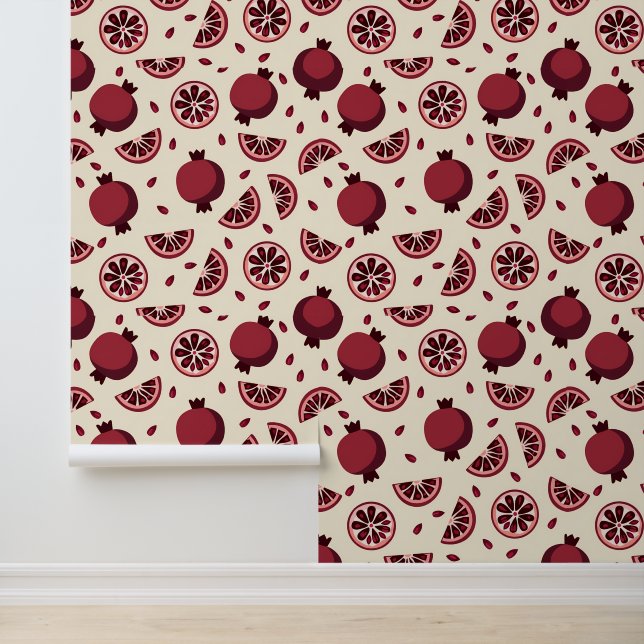 Granaatappel en Fruit Slice Patroon Behang (Applicatie)