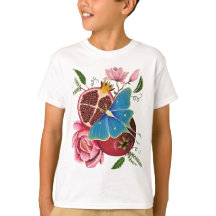 Granaatappel en Luna Moth Kinderen Basic T-shirt
