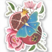 Granaatappel en Luna Moth Laser Cut Sticker (Voorkant)