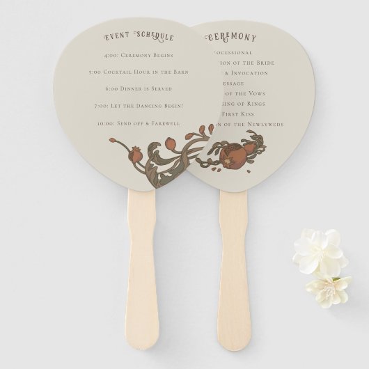  granaatappel fans handwaaier (Voorkant en achterkant)