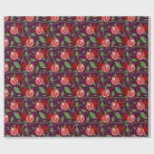 Granaatappel Fruit en Botanische op Plum Paarse Cadeaupapier (Vlak)