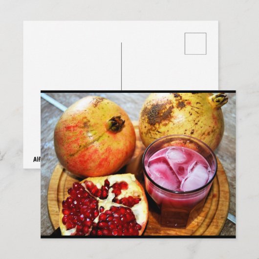 Granaatappel Fruit en Sap Briefkaart (Voorkant / Achterkant)