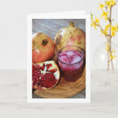 Granaatappel Fruit en Sap Portret Kaart (Gele Bloem)