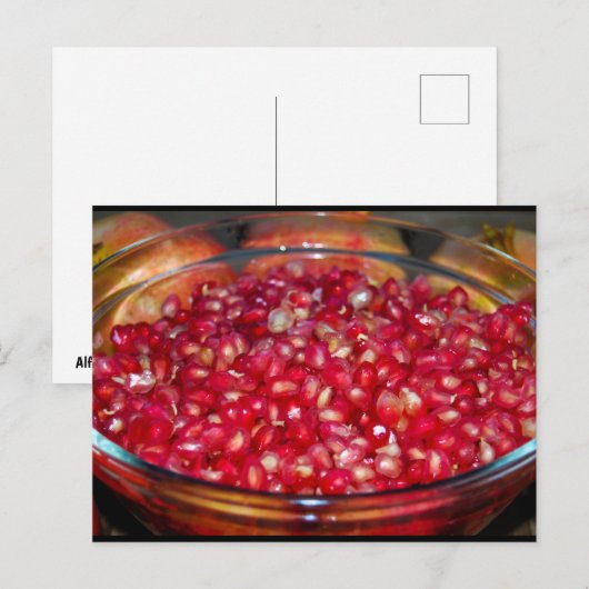 Granaatappel Fruit in Kom Briefkaart (Voorkant / Achterkant)