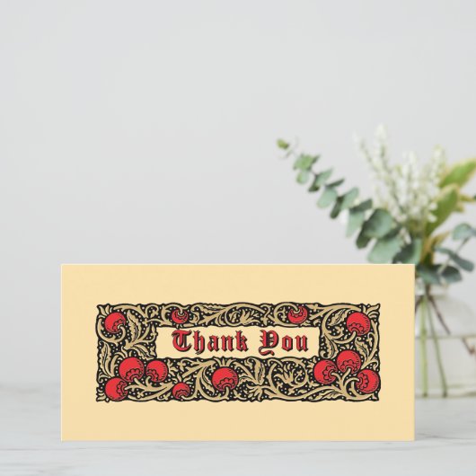 Granaatappel fruitblad rand bedankkaart (Staand voorkant)