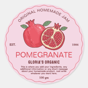 Granaatappel Fruitjam Huisgemaakt Product Ronde Sticker