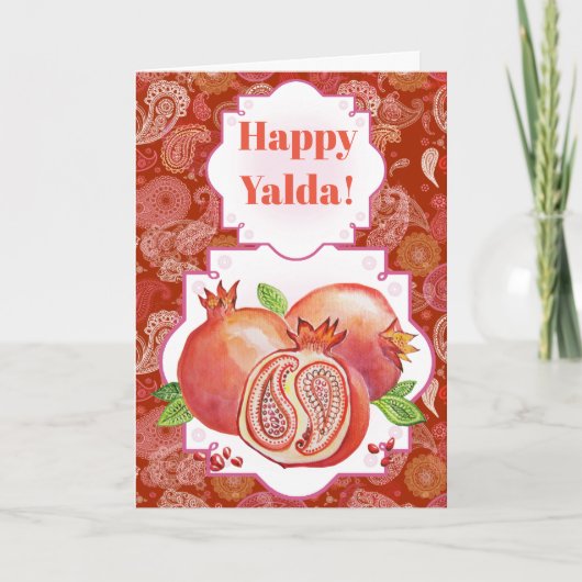 Granaatappel Gelukkige Yalda Feestdagen Kaart (Voorkant)