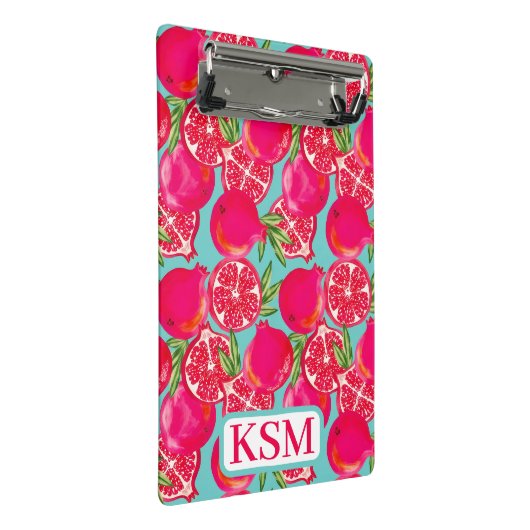 Granaatappel geschilderd monogram mini klembord (Schuin)
