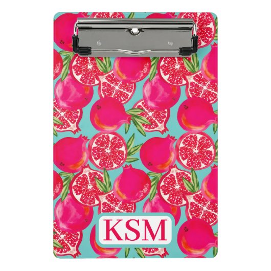 Granaatappel geschilderd monogram mini klembord (Voorkant)