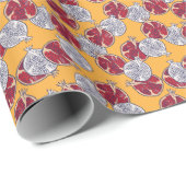 Granaatappel getekend: Handgemaakt patroon Cadeaupapier (Rol Hoek)