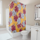 Granaatappel getekend: Handgemaakt  patroon Douchegordijn (In situ)