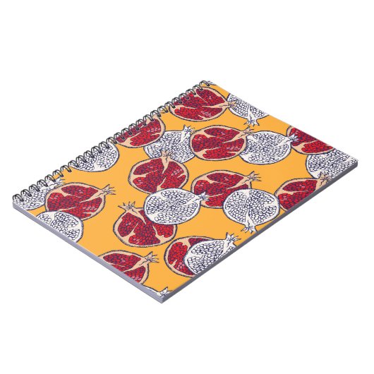 Granaatappel getekend: Handgemaakt patroon Notitieboek (Linkerzijde)