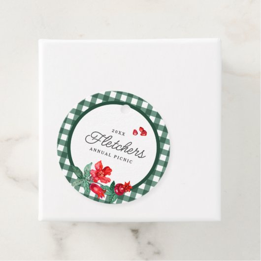 Granaatappel & Groene Gingham Custom Bedankjes Labels (In situ)