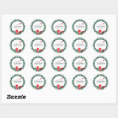 Granaatappel & Groene Gingham Custom Ronde Sticker (Vel)