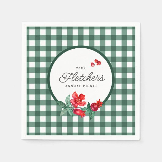 Granaatappel & Groene Gingham Custom Servet (Voorkant)
