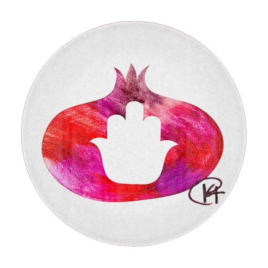 Granaatappel Hamsa Art Snijplank (Voorkant)