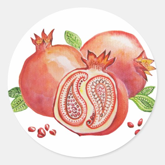Granaatappel Happy Yalda Ronde Sticker (Voorkant)